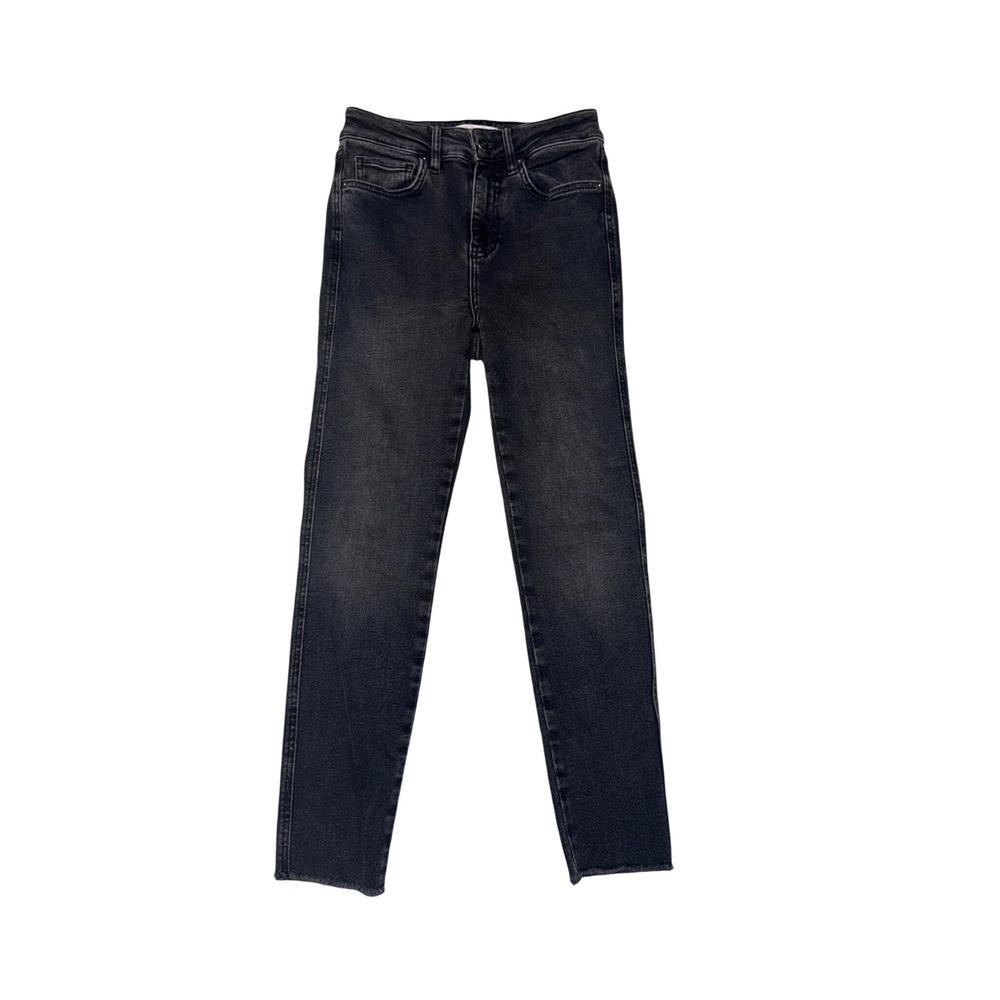 Free People Twenty-Six High Rise Skinny Jeans Faded Black Raw Hem Size 26
